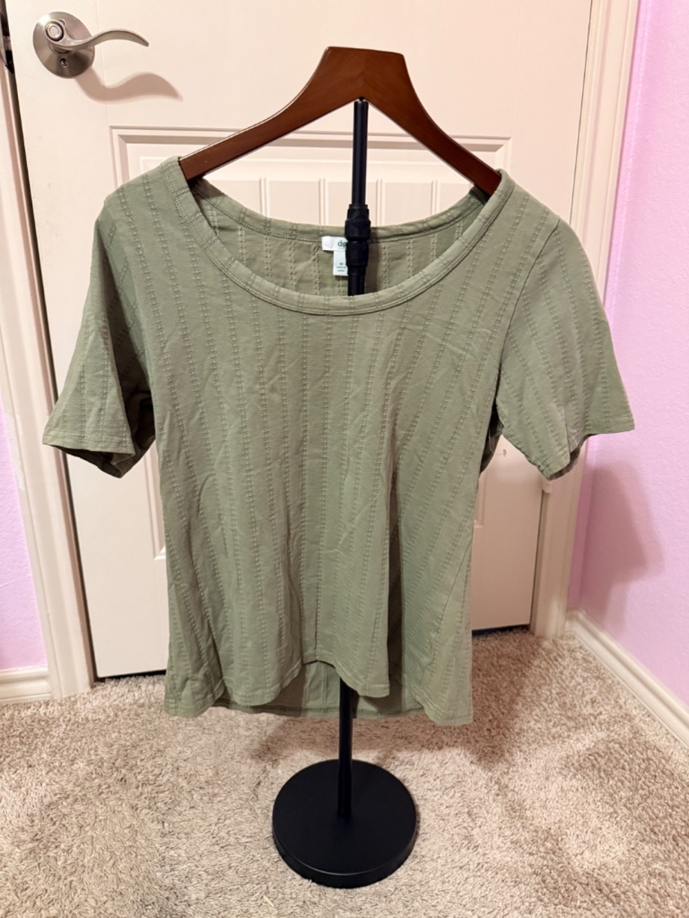 Dip Olive Green Top with Embellishments down the shirt Size M